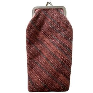 Vintage fabric cigarette pouch long wallet 70s 80s clasp closure pink retro